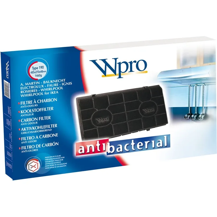 wpro CHF190-1 - Dunstabzugshaubenzubehör- Aktivkohlefilter Typ 190 für Umluftbetrieb- Passend für viele Modelle (u.a. Bauknecht, IKEA, Whirlpool)