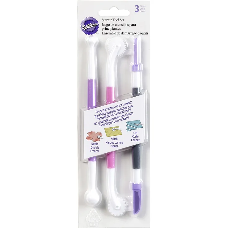 Wilton Fondant und Gum Paste Starter Tool 3-Set Werkzeug, Kunststoff, weiß, 15 x 0,5 x 0,5 cm