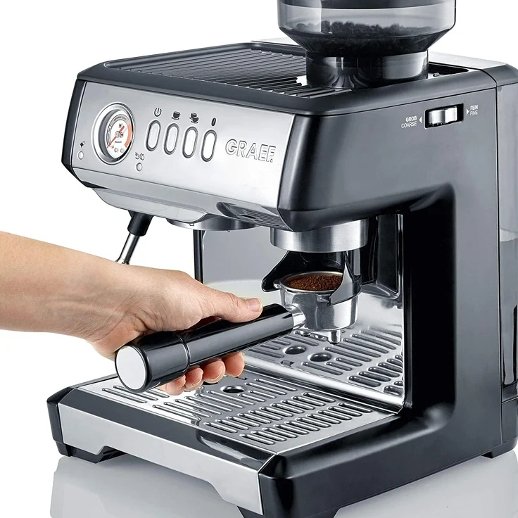 Graef ESM802EU Milegra Siebträger-Espressomaschine, 1600 Watt, integriertes Mahlwerk, schwarz – Bild 2