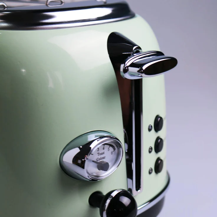 Korona 21665 Toaster, 2 Scheiben, Mint, Röstgrad-Anzeige, auftauen, rösten, aufwärmen, 810 Watt, Brötchen-Aufsatz, Krümel-Schublade, Brotscheiben-Zentrierung – Bild 4