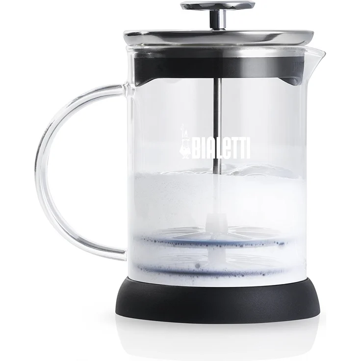 Bialetti 4410 Milchaufschäumer, Hand-Milchaufschäumer, manuell, mikrowellengeeignet, 1L, silber – Bild 2