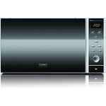 Caso MCG25 Ceramic chef 3in1 Mikrowelle mit Grill und Heißluft, 2050 Watt, Standgerät, Keramikboden, Grill-Rost für 2 Ebenen, 110-200°C, 25 Liter Garraum, Edelstahl verspiegelt