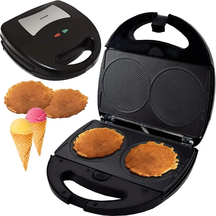 Syntrox Mini Waffle Cone Waffelkegel Maker Waffelmaker mit austauschbaren Backpl