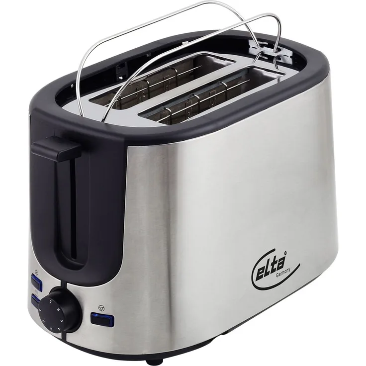 Elta Toaster Silver Line ETO-850.15S (800 Watt, 2 Scheiben, inklusive Brötchenaufsatz, 7 Stufen, Auftau-Funktion, einfache Reinigung, schwarz, edelstahl), Farbe:silber