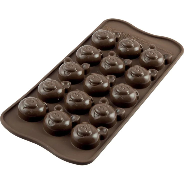 Silikomart 195210 Pralinenform Schweinchen, 15er-Form