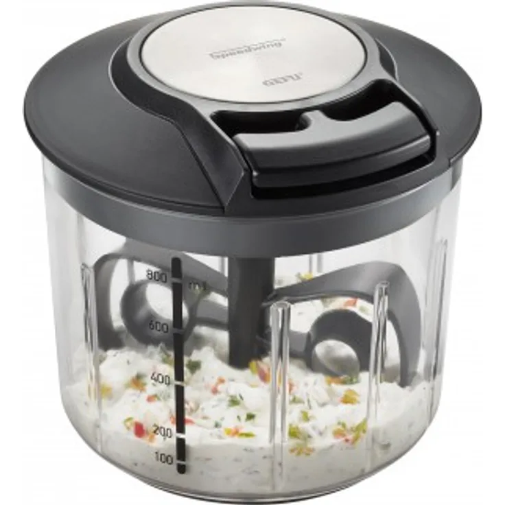 Gefu 13600 Zerkleinerer SPEEDWING - Manueller Mixer für Gemüse oder Obst - Profi Schneider aus Edelstahl mit Behälter