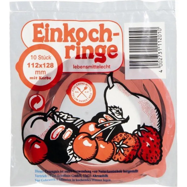 Westmark 10 Einkoch-Gummiringe mit Lasche für Einmach--Weckgläser, 11,2 x 12,8 cm, Naturkautschuk, Rot, 40242251