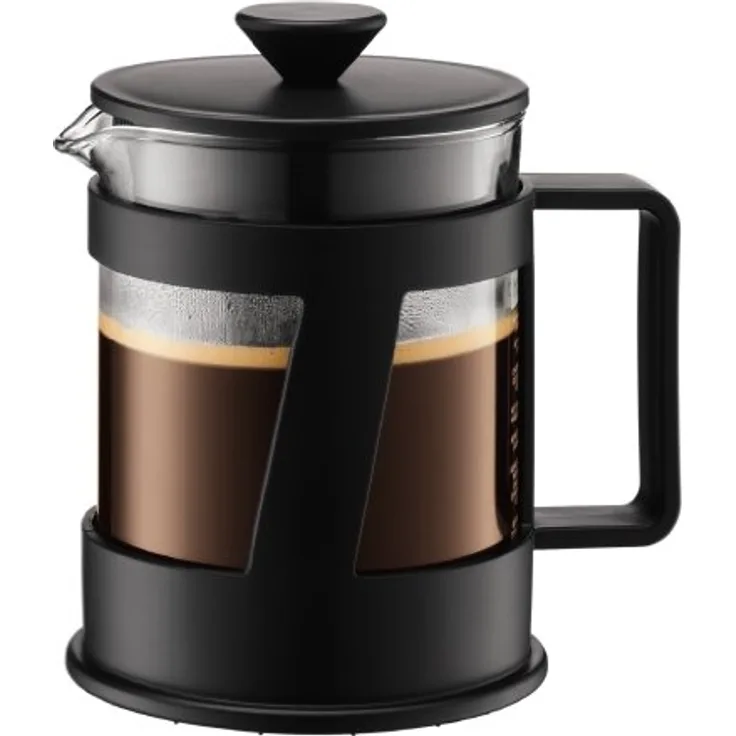 Bodum CREMA Kaffeebereiter (French Press System, Permanent Edelstahl-Filter, Sicherheits-Deckel, 0,5 liters) schwarz