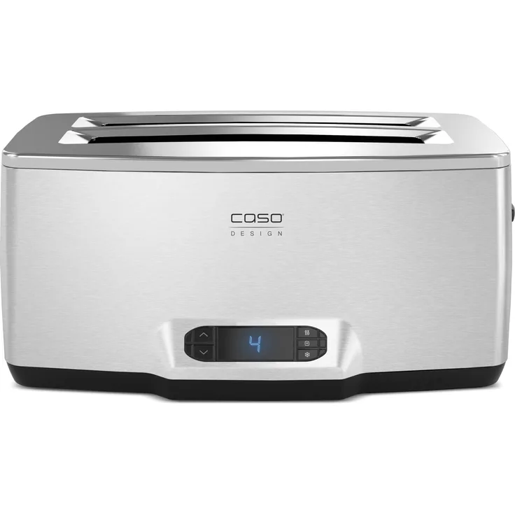 Caso 2779 Inox 4 Design Toaster, 4 Scheiben aus hochwertigem Edelstahl, Toastautomatik, extra großes LCD-Display, 1800 W, silber