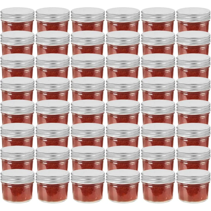 vidaXL Marmeladengläser mit Silbernen Deckeln 48 Stk. 110 ml