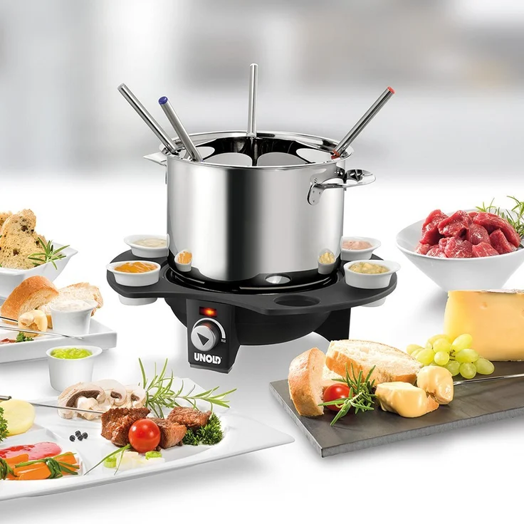 UNOLD Fondue-Elegance, Fondue-Set, Wechseltopf Edelstahl-Keramik, Zubehör, für 8 Personen, 48645 – Bild 11
