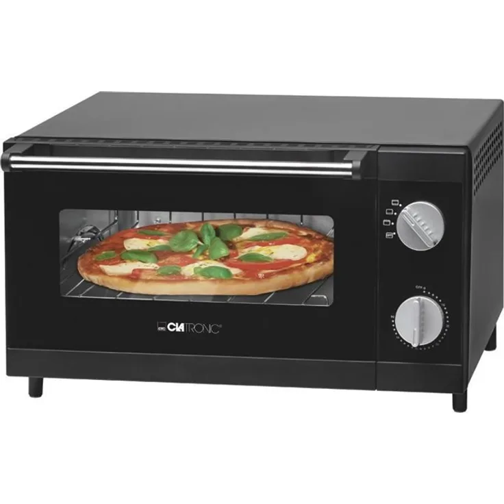 Clatronic Multi-Pizza-Ofen MPO 3520, Ober- und Unterhitze im Kombibetrieb möglich, 12 Liter Backraum, schwarz