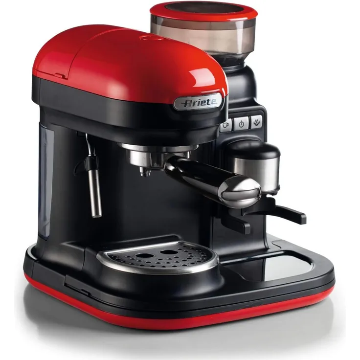 Ariete 1318 Moderna Espressomaschine mit integriertem Mahlwerk, 1080, 800 Cubic_Centimeters, Rot-Schwarz