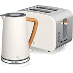 Swan Nordic Set Frühstücksset Toaster und Wasserkocher, 900W, 6 Bräunungsstufen, weiß