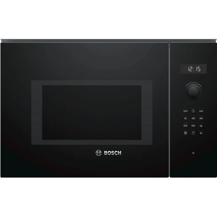 Bosch BEL554MB0 Serie 6 Mikrowelle mit Grill, Einbaugerät, 900 Watt, 25 Liter Garraum, Drehteller 31,5 cm, Türanschlag Links, 8 voreingestellte Automatikprogramme, schwarz – Bild 1