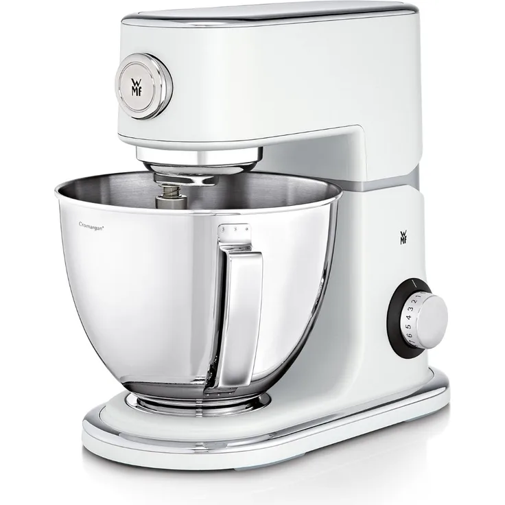 WMF Profi Plus Küchenmaschine, 1000 W, Cromargan-Rührschüssel 5 l, planetarisches Rührwerk, 8 Geschwindigkeitsstufen, metal white