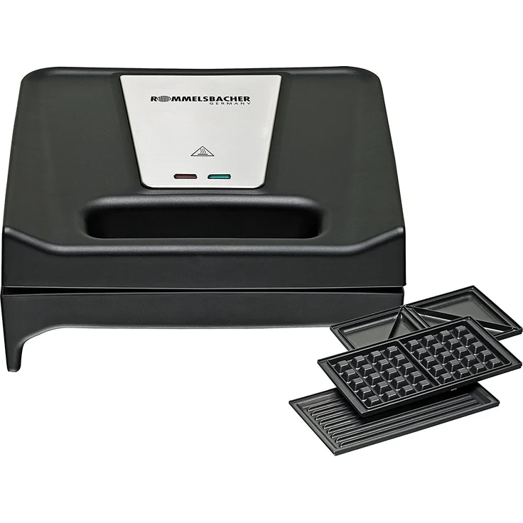 ROMMELSBACHER SWG 700 3-in-1 Multi Toast & Grill Max Sandwich-Maker, belgisches Waffeleisen, Kontaktgrill, 3 wechselbare Alu-Druckguss-Platten, 2-Lagen Antihaftbeschichtung schwarz-Edelstahl – Bild 1