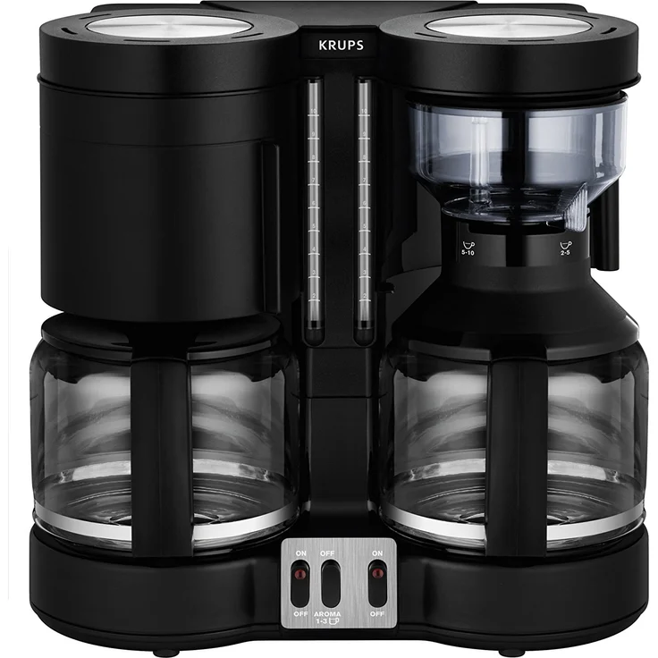 Krups KM8508 Doppel-Kaffeeautomat Duothek Plus, Kombiautomat Kaffee-Tee, 2 x 10 Tassen, schwarz – Bild 1