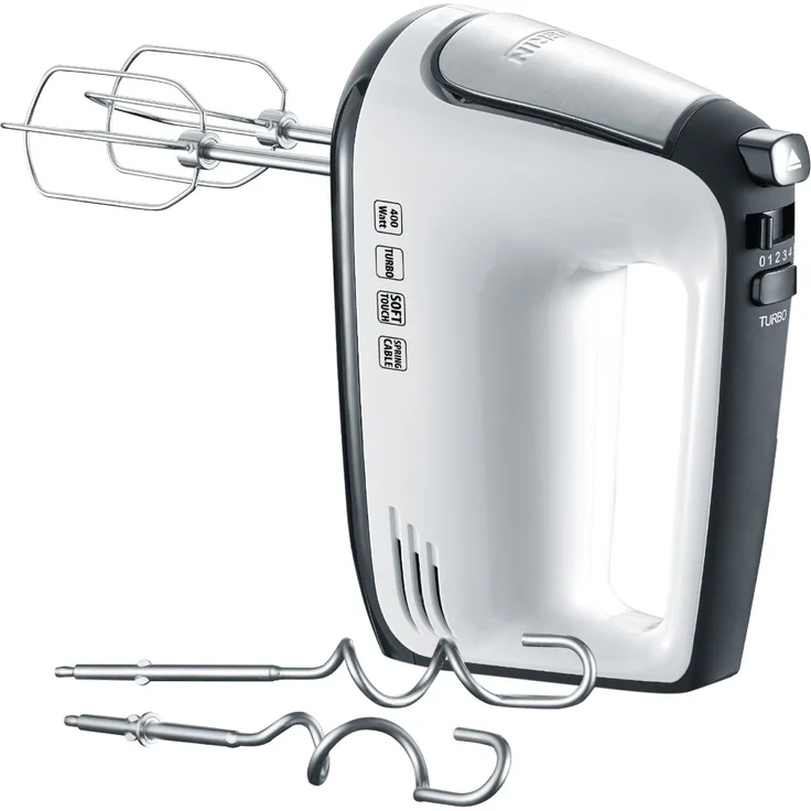 SEVERIN Handmixer mit Spiralkabel, ca. 400 W, HM 3830, Weiß-Schwarz – Bild 1