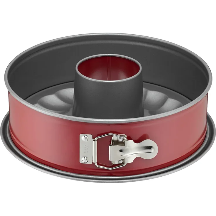Kaiser Classic Plus Springform, mit Flach- und Rohrboden Ø 26 cm, 2 Böden, runde Backform, auslaufsicher, antihaftbeschichtet, rot