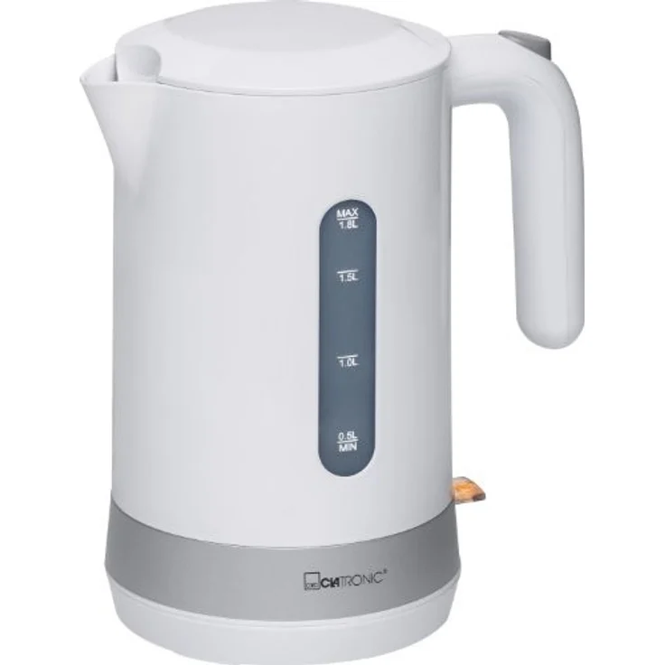 Clatronic WK 3452 Wasserkocher, 1,8 L, 2 außenliegende Wasserstandsanzeigen, Kalkfilter (heruasnehmbar), weiß – Bild 1