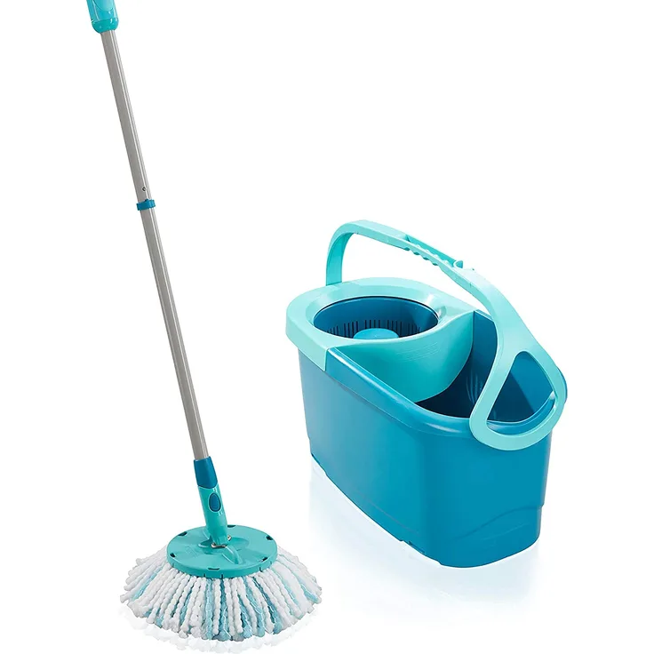 Leifheit Set Clean Twist Disc Mop Ergo 2.0 Wischmop-Set mit Eimer, Bodenwischer mit Mikrofaser Bezug, für Fliesen & Laminat, mit Click-System & Schleudertechnologie (52101)