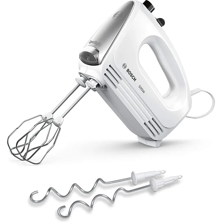 Bosch MFQ25200 CleverMixx Spotlight Handrührer, 500 W, LED-Beleuchtung, 4Stufen, weiß-silber