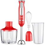 Ufesa BP3443 Stabmixer, 600W, inkl. Zerkleinerer, Mixbehälter, Schneebesenaufsatz, rot