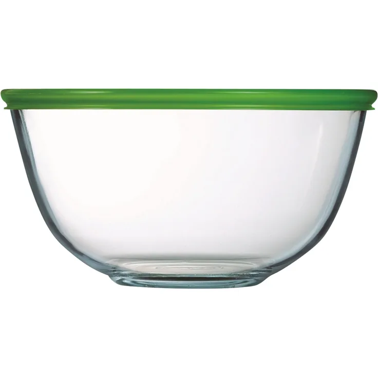 Pyrex Classic Ciotola di vetro ad alta resistenza Con coperchio, Trasparente-Blu, 1 L