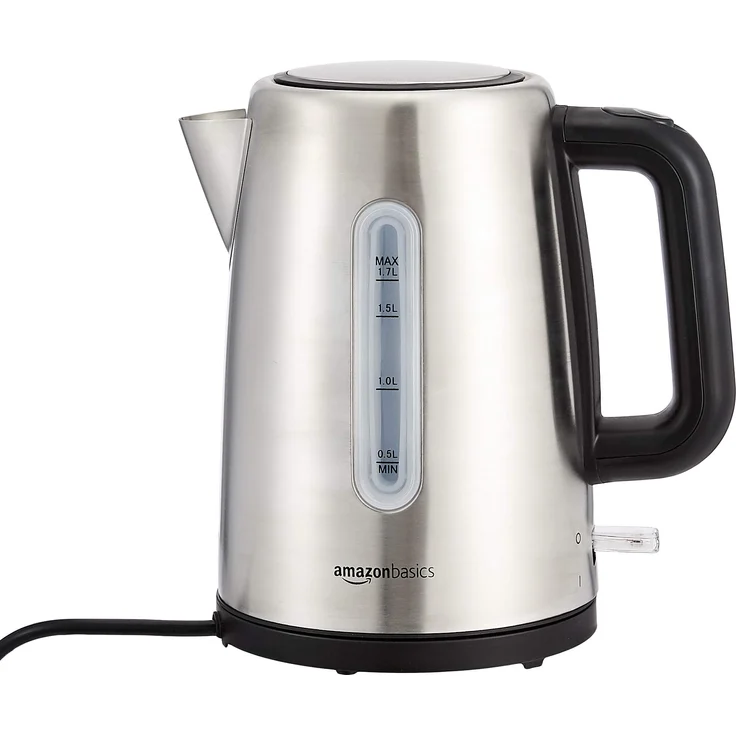 AmazonBasics tragbarer Edelstahl-Wasserkocher - 1,7 l, silber – Bild 1