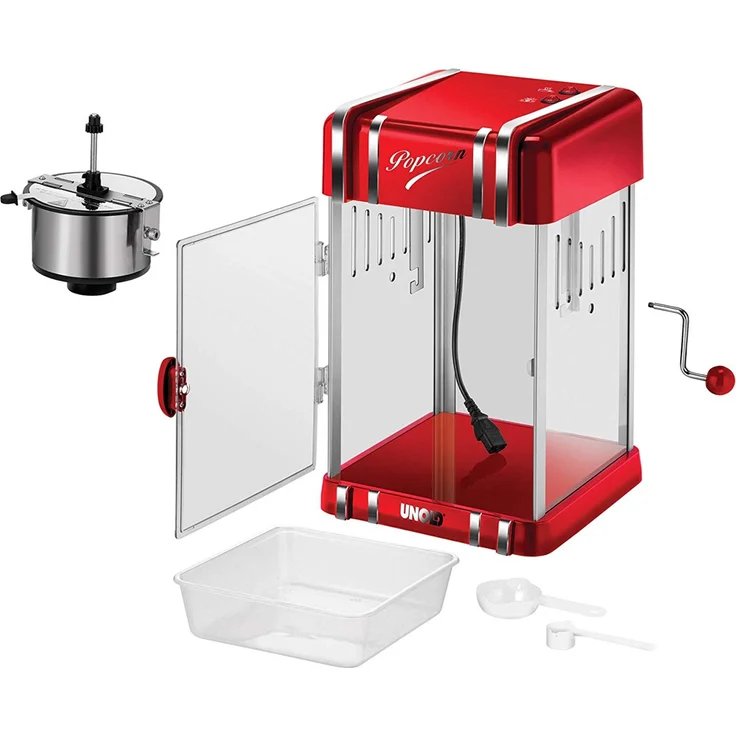 Unold 48535 Popcornmaker Retro, 300 W, antihaftbeschichteter Edelstahl-Topf, Popcorn Wie im Kino, Innenraumbeleuchtung, BPA-frei  – Bild 2
