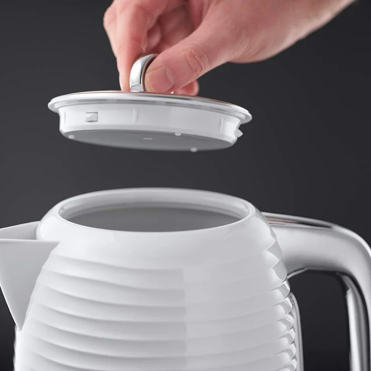 Russell Hobbs Wasserkocher Inspire weiss, 1,7l, 2400W, Schnellkochfunktion, optimierte Ausgusstülle, herausnehmbarer Kalkfilter, abnehmbarer Deckel, Wasserstandsanzeige, Teekocher 24360-70 – Bild 3