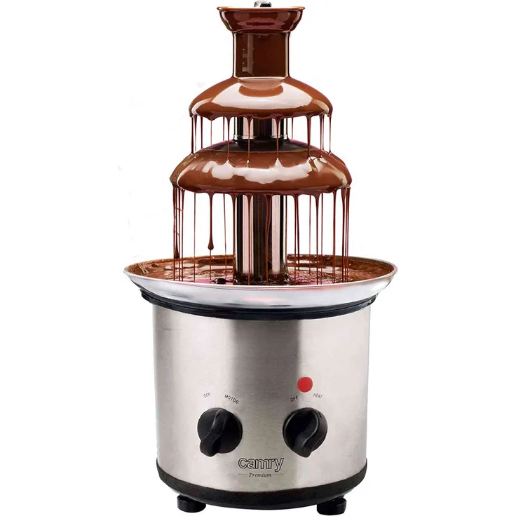 Camry CR 4488 Schokoladen-Brunnen mit 3 Ebenen Schoko-Fondue, 320W, 0,65l, schwarz, weiß