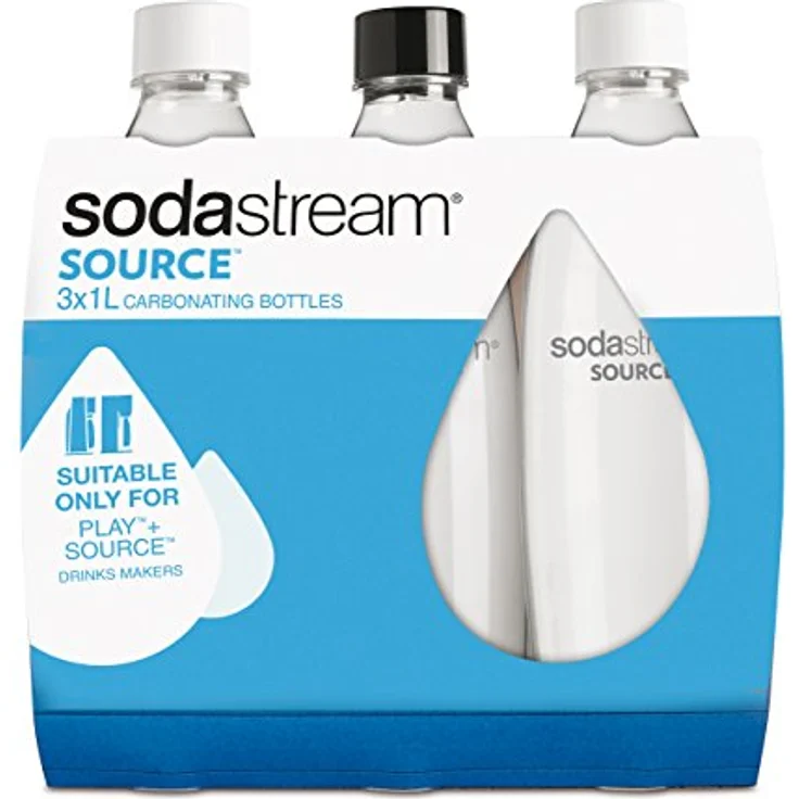 sodastream 3 Flaschen für Wassersprudler Wasser, 1 Liter, Typ Fuse, kompatibel mit Modellen Trinkwassersprudler Source, Play, Power, Spirit – Bild 1