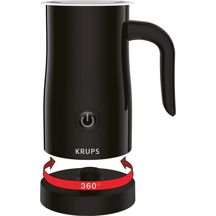 Krups XL1008 Elektrischer Milchaufschäumer (bis zu 150 ml Aufschäumkapazität, einfache Bedienung auf Knopfdruck, 360 Grad drehbarer Boden, automatische Abschaltung), schwarz – Bild 5
