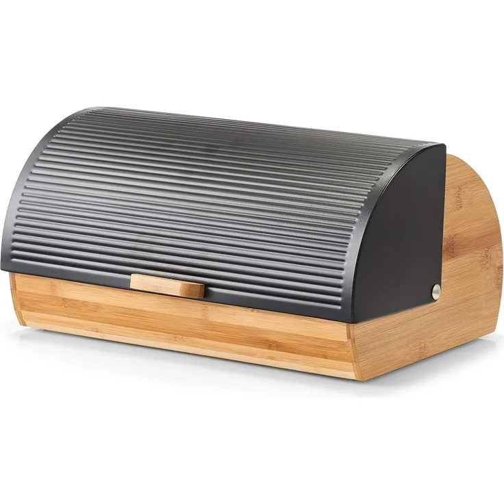Zeller 25365 Brotkasten, Bamboo-Metall, schwarz, ca. 39 x 27 x 19 cm