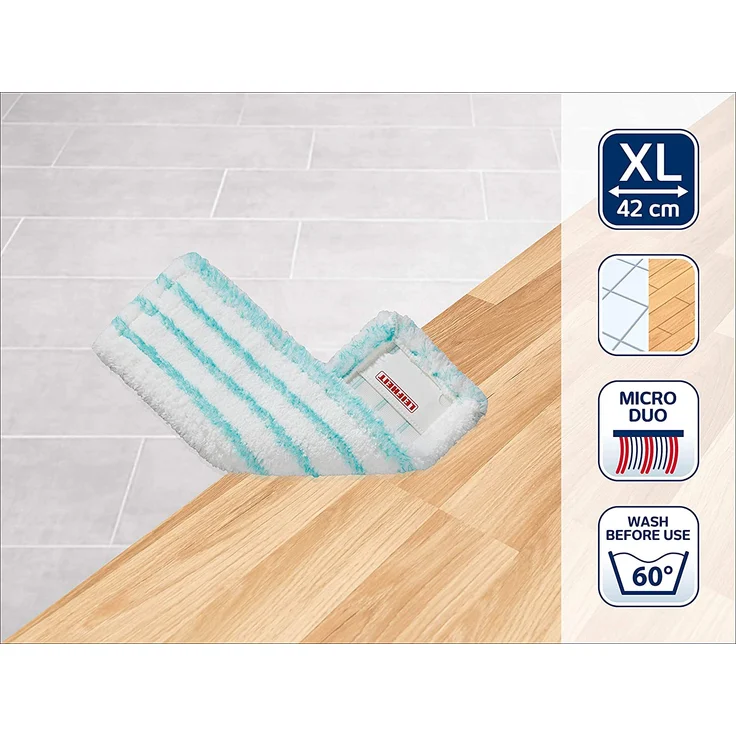 Leifheit Wischbezug Profi XL micro duo aus Mikrofasern, extrem saugfähig, ideal für alle glatten Böden, 55126 – Bild 2