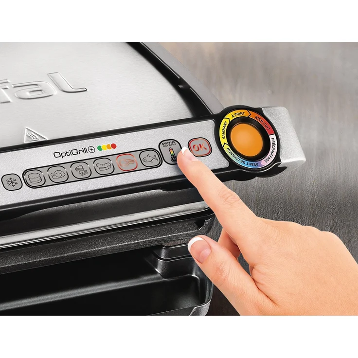 Tefal GC712D OptiGrill+ Kontaktgrill, 2000 Watt, 6 voreingestellte Grillprogramme, 30 cm x 20 cm Grillplatte, 4 Temperaturstufen, herausnehmbare Platte, antihaftbeschichtet, silber – Bild 3