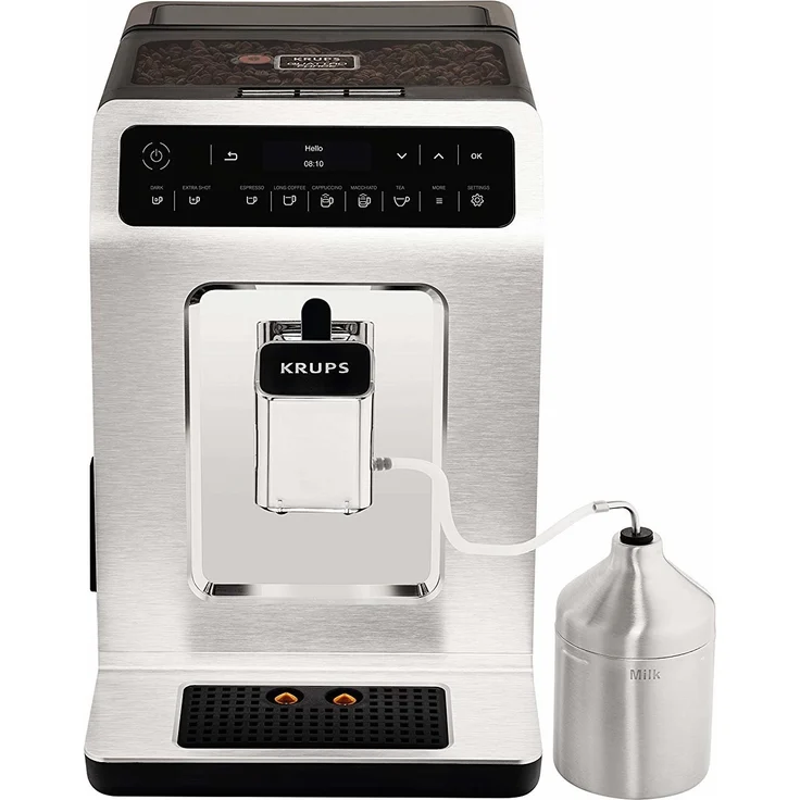 Krups EA891C Evidence Kaffevollautomat, OLED- Display, Barista Quattro Force Technologie, 12 Kaffee-Variationen, 3 Tee-Variationen, One-Touch-Cappuccino Funktion, 2-Tassen Funktion, metall, mit Milchsystem und integriertem Mahlwerk – Bild 1