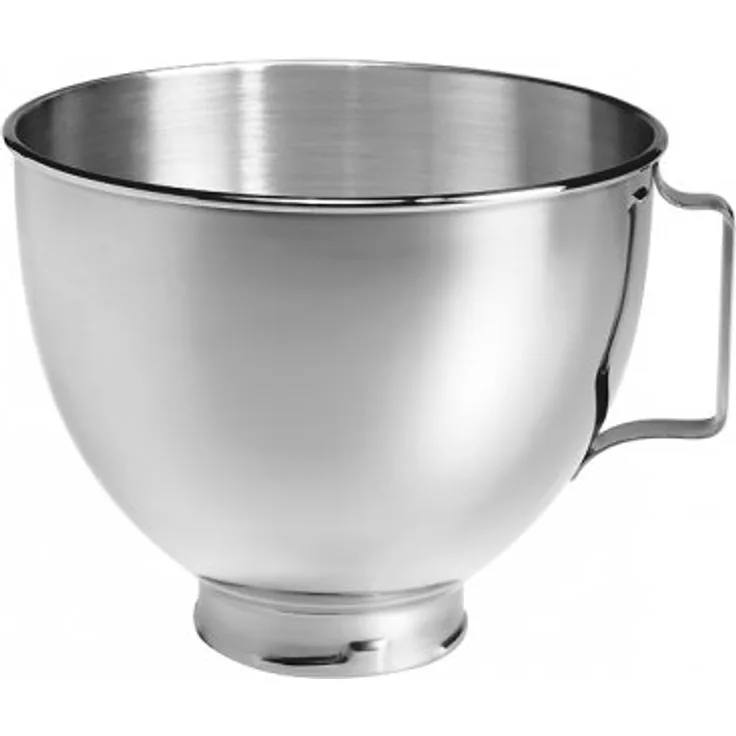 KitchenAid K45SBWH Edelstahlschüssel mit Griff, poliert, 4,3 L, für alle KitchenAid 4,3- und 4,8L Küchenmaschinen mit kippbarem Motorkopf, edelstahl