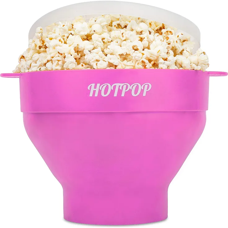 Das Original Hotpop Mikrowellen-Popcorn-Maschine, Silikon-Popcorn-Maschine, faltbare Schale, BPA-frei und spülmaschinenfest rose