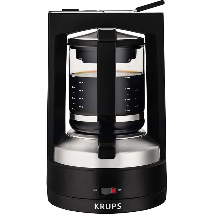 Krups T8.2 KM468910 Filterkaffeemaschine Druckbrühautomat T8, Tropfstopp, Glaskanne, schwarz