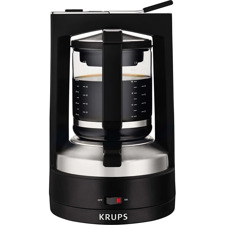 Krups T8.2 KM468910 Filterkaffeemaschine Druckbrühautomat T8, Tropfstopp, Glaskanne, schwarz – Bild 1
