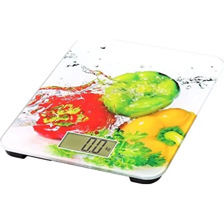 OMEGA OBSKW ? Kitchen Scales (LCD, 26 x 44 mm, multicolour, CR2032, Tempered Glass, Glass)