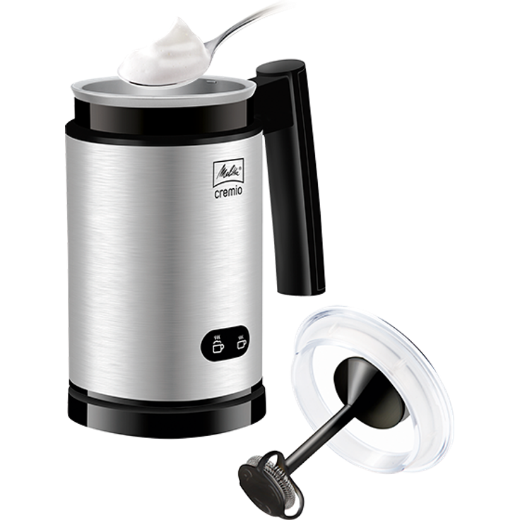 Melitta CREMIO 1014-03 Milchschäumer, 450W, 150ml Milchschaum, für kalte und warme Milch, antihaftbeschichteter Behälter, perfekter, feinporiger Milchschaum, silber – Bild 3