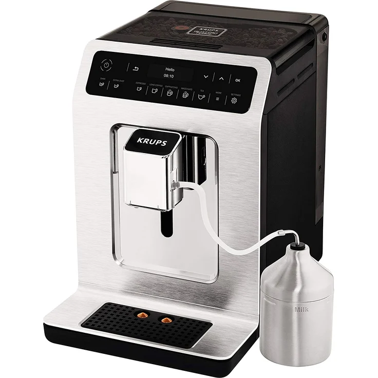 Krups EA891C Evidence Kaffevollautomat, OLED- Display, Barista Quattro Force Technologie, 12 Kaffee-Variationen, 3 Tee-Variationen, One-Touch-Cappuccino Funktion, 2-Tassen Funktion, metall, mit Milchsystem und integriertem Mahlwerk – Bild 3