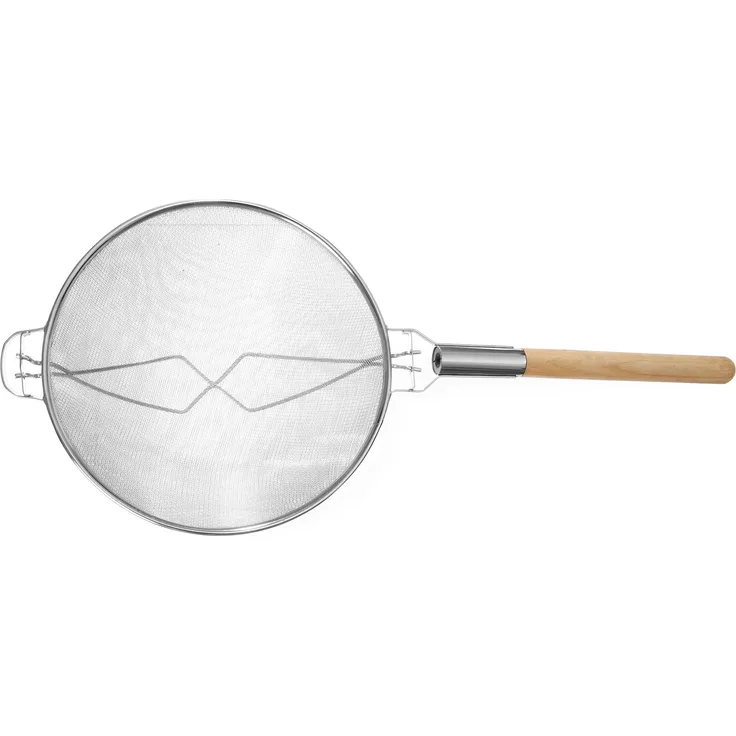 HENDI Grossküchensieb, doppelmaschig, Holzgriff, Verstärkte Halterung, Passiersieb, Küchensieb, Sieb, ø360x860mm, Verzinnt