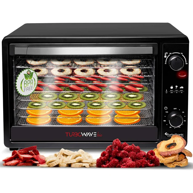 TurboTronic TurboWave BIO Dörrgerät, 9 Ebenen, 650 Watt, schwarz, Metall – Bild 1