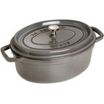Staub 1102718 Cocotte-Bräter, oval mit Deckel 27 cm, 3,2 L, mit mattschwarzer lierung im Inneren des Topfes, graphitgrau
