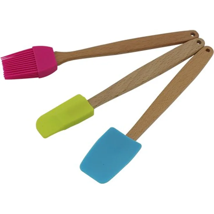 Zenker 30939 Set 3 Mini Spatel Nudelholz, Silikon, Rosa, Blau, Grün, 20 x 3 x 4 cm